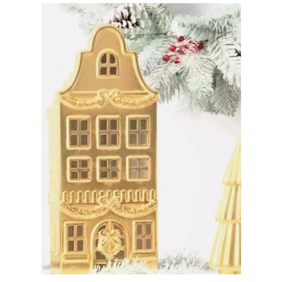 4 Target Wondershop Metallic Gold House Christmas Village Building - Picture 1 of 2